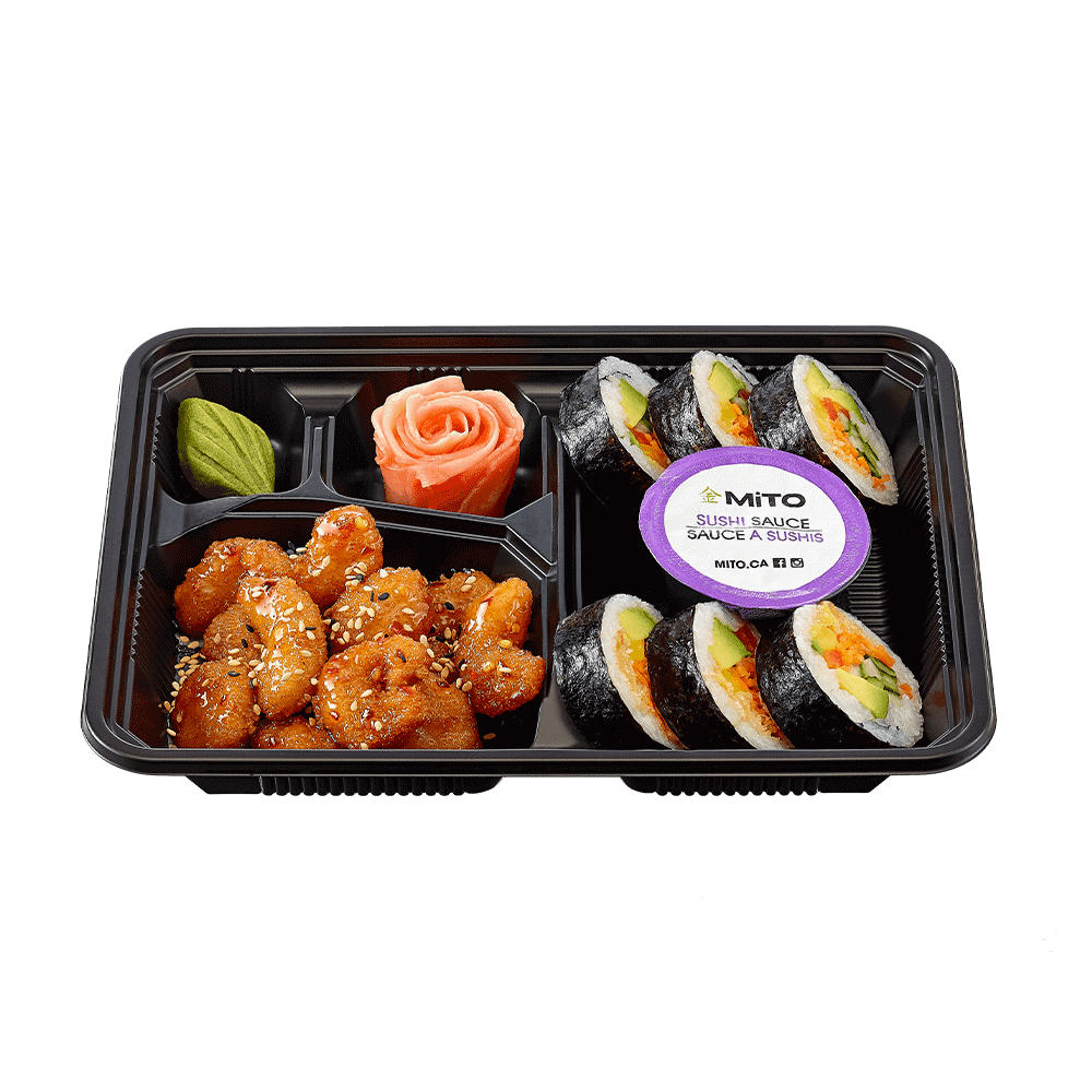 boîtes repas sushis crevettes popcorn